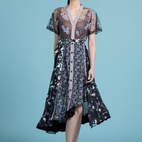 Byron Lars Dresses & Skirts - BYRON LARS LILAC NIGHT CASSIE CASCADING MIDI DRESS